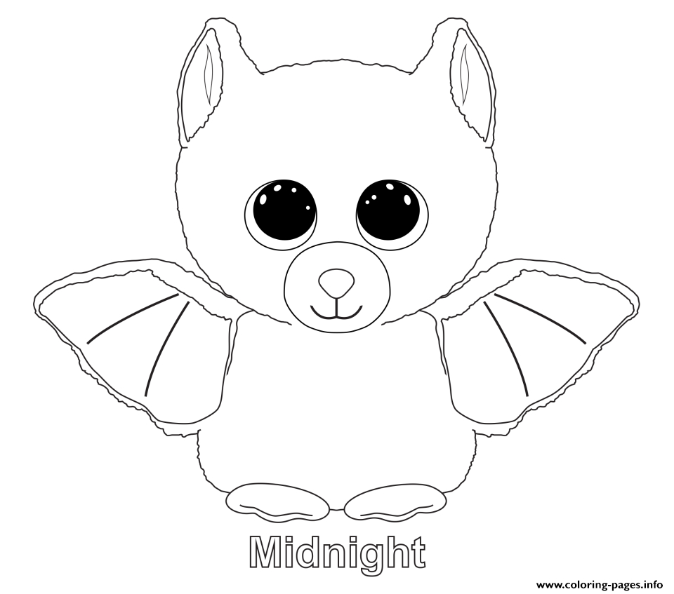 Print Midnight Beanie Boo Coloring Pages | Embroidery Patterns - Free Printable Beanie Boo Coloring Pages