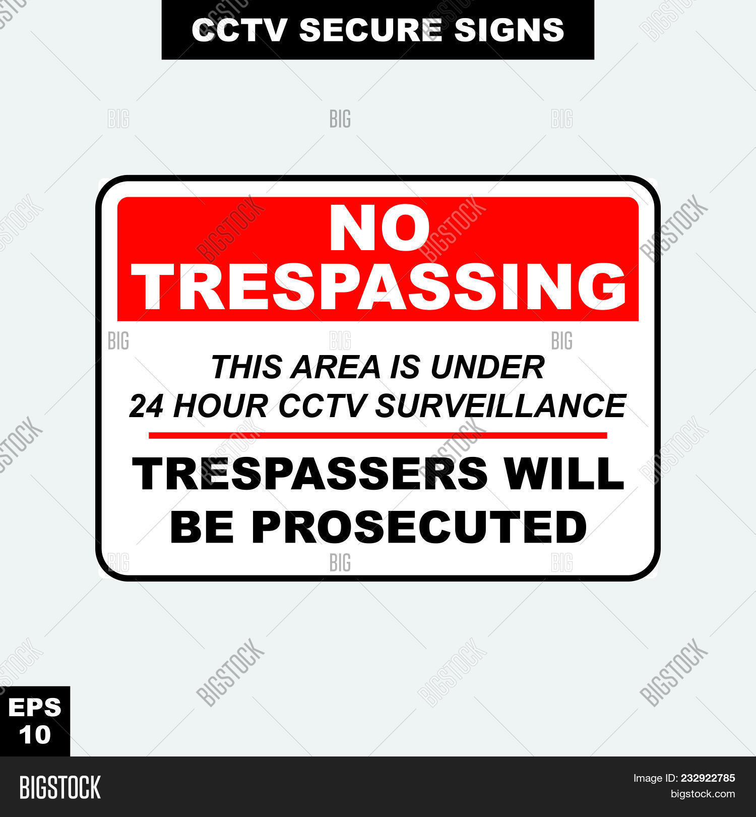 Print Vector &amp;amp; Photo (Free Trial) | Bigstock - Printable Video Surveillance Signs Free