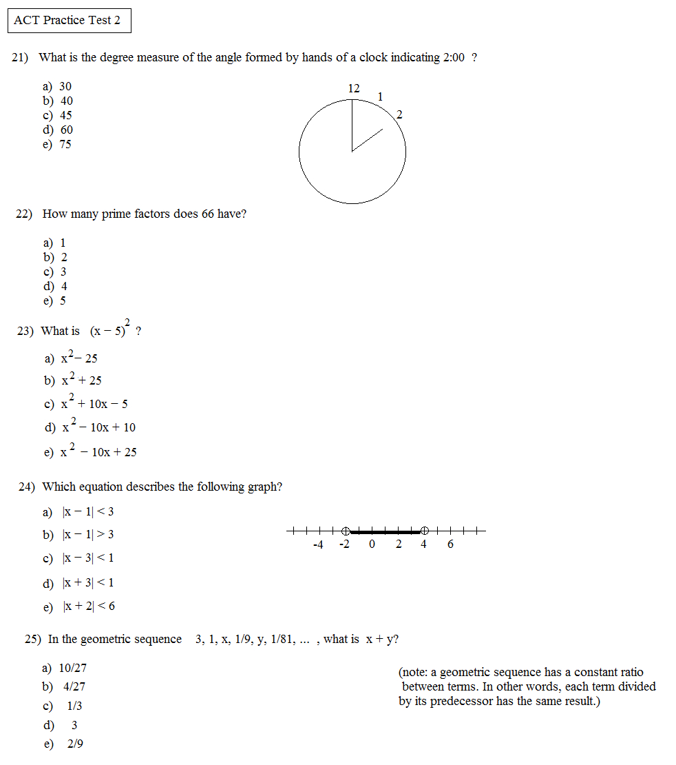 Free Printable Act Practice Worksheets