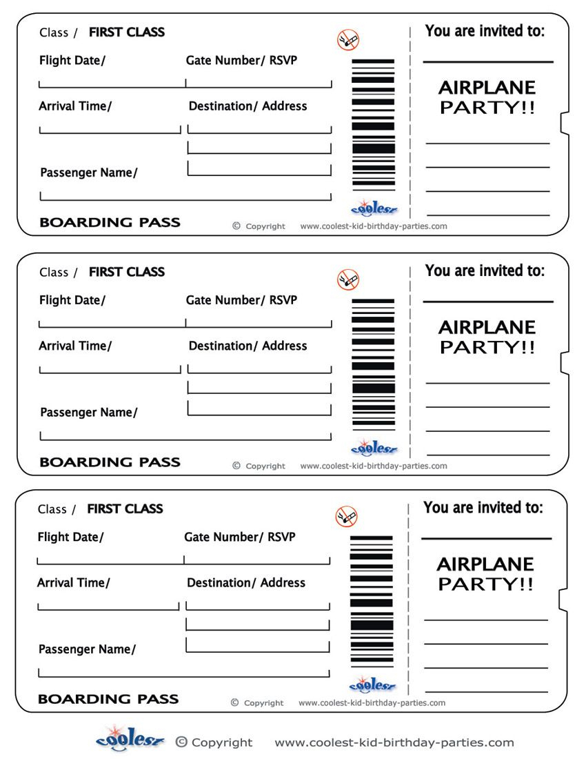 Printable Airplane Boarding Pass Invitations - Coolest Free - Free Printable Boarding Pass
