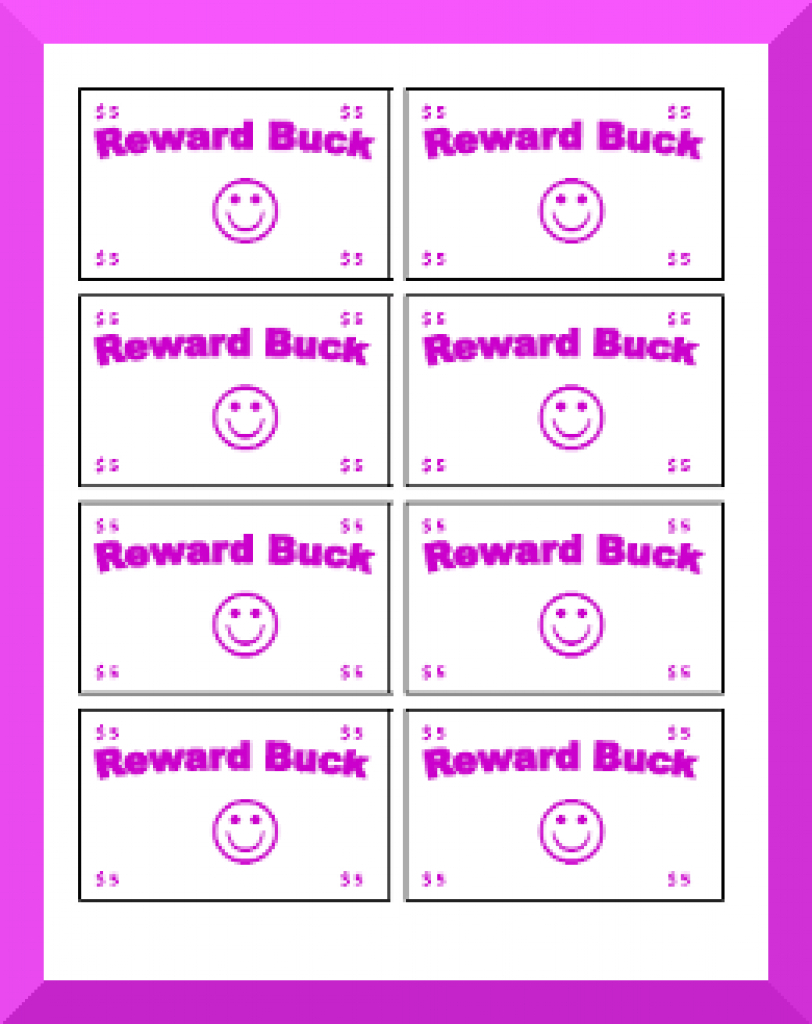 Printable Reward Bucks Template Printable Word Searches