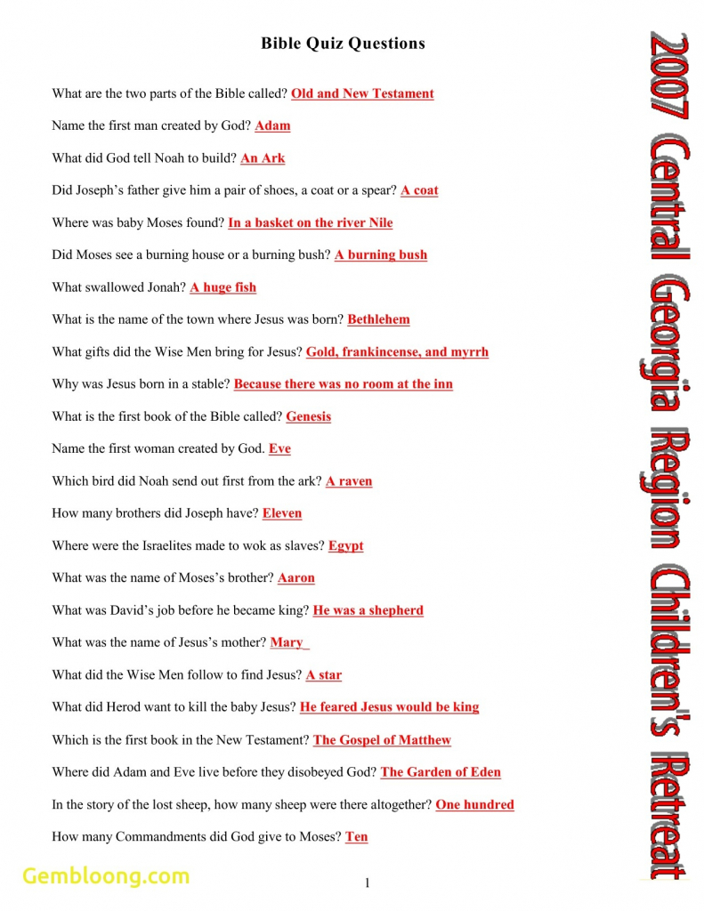 Printable Bible Quiz Questions And Answers | Download Them Or Print - Free Bible Questions And Answers Printable
