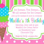 Printable Birthday Invitations, Girls Ice Cream Party,   Ice Cream Party Invitations Printable Free