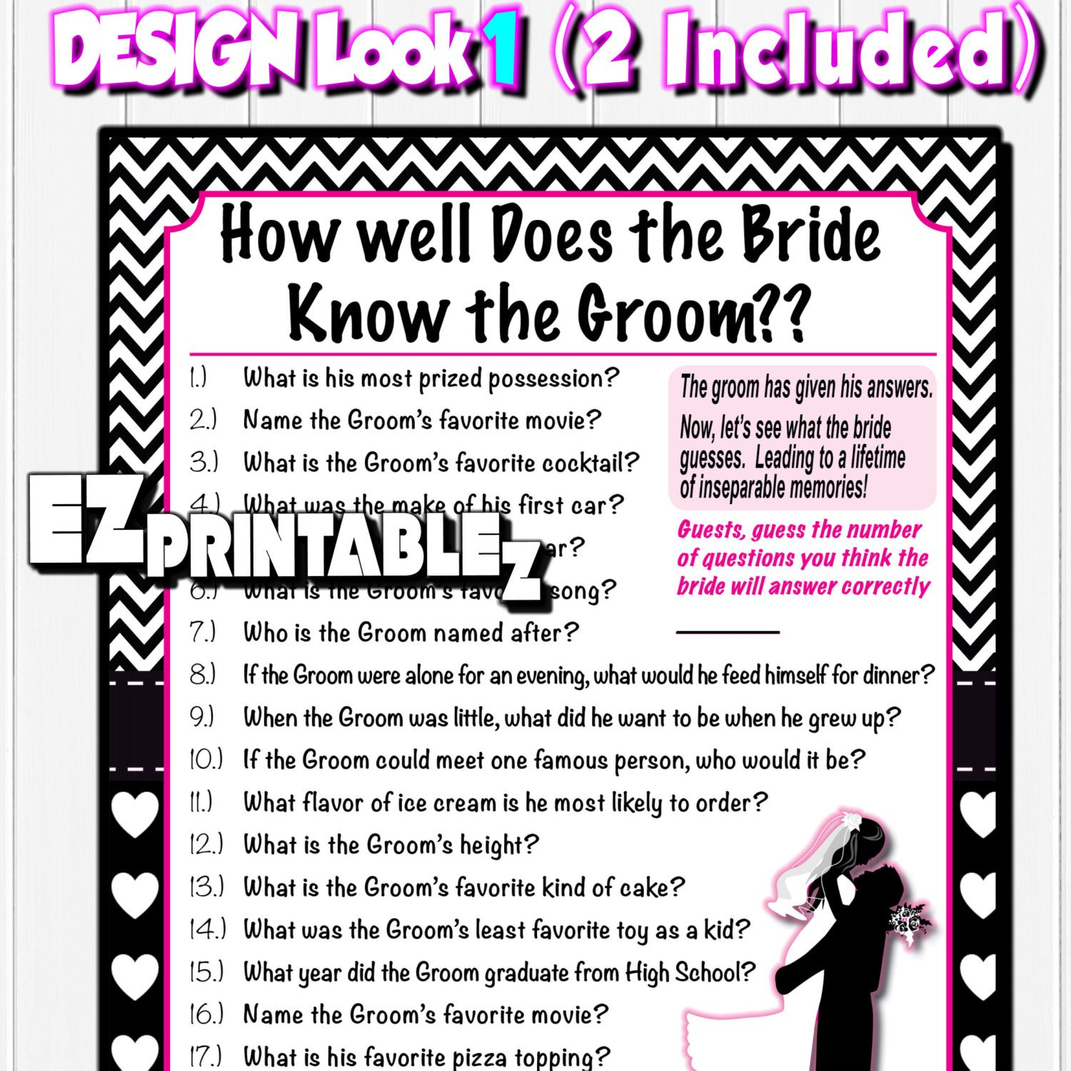 Printable Bridal Shower Game How Well Does The Bride Know The Groom - How Well Does The Bride Know The Groom Free Printable