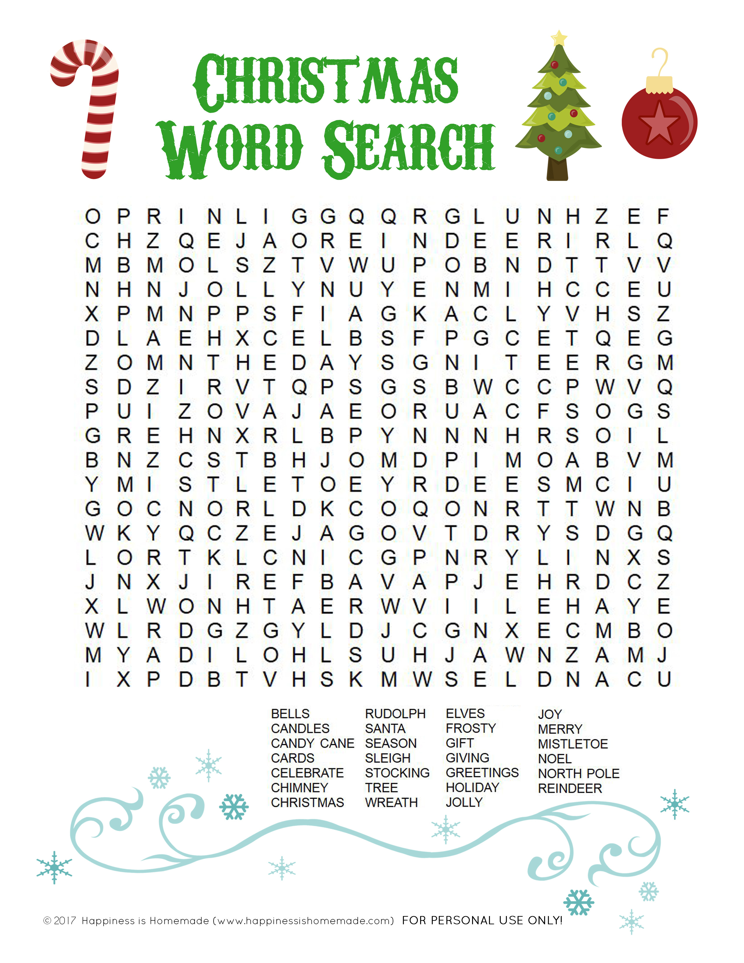 Printable Christmas Word Search For Kids &amp;amp; Adults - Happiness Is - Free Printable Christmas Word Games