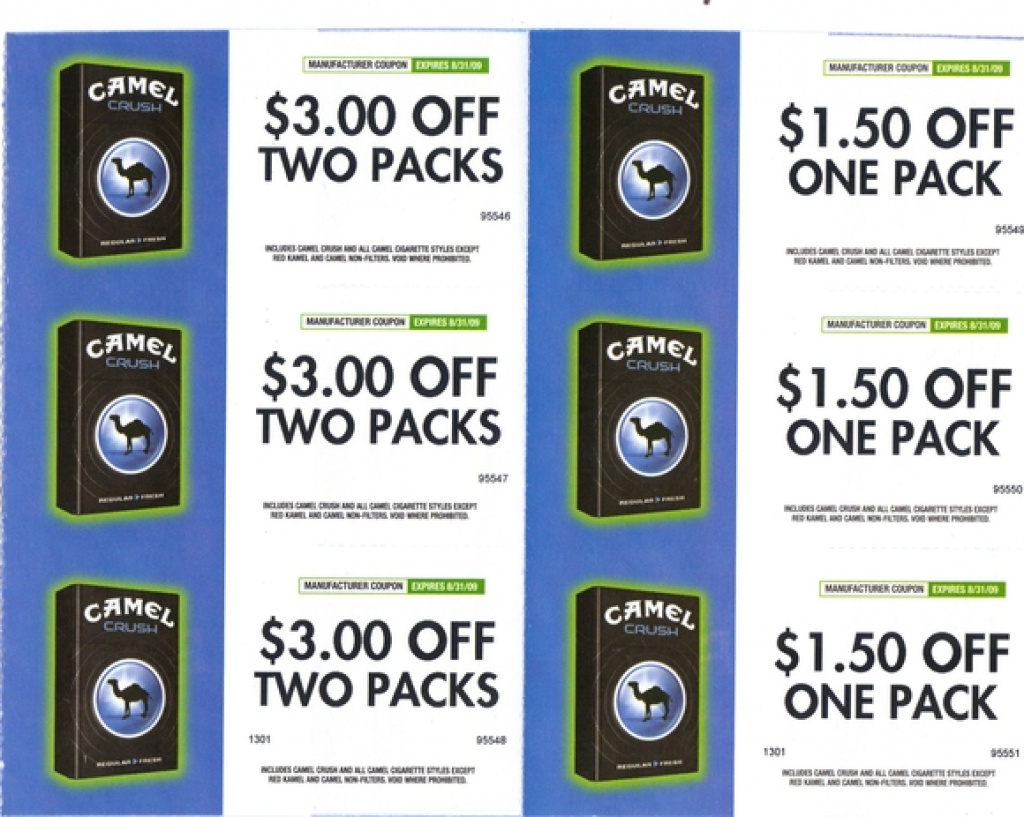 Printable Cigarette Coupons 2018: Free Camel Cigarette Coupons - Free Pack Of Cigarettes Printable Coupon