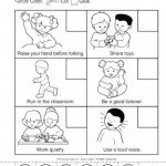 Printable Classroom Rules Worksheet Class Free For 5 Years Old Rule   Free Printable Classroom Rules Worksheets