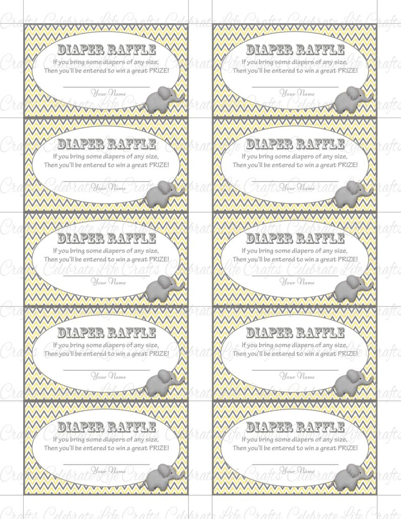 free printable diaper raffle tickets elephant