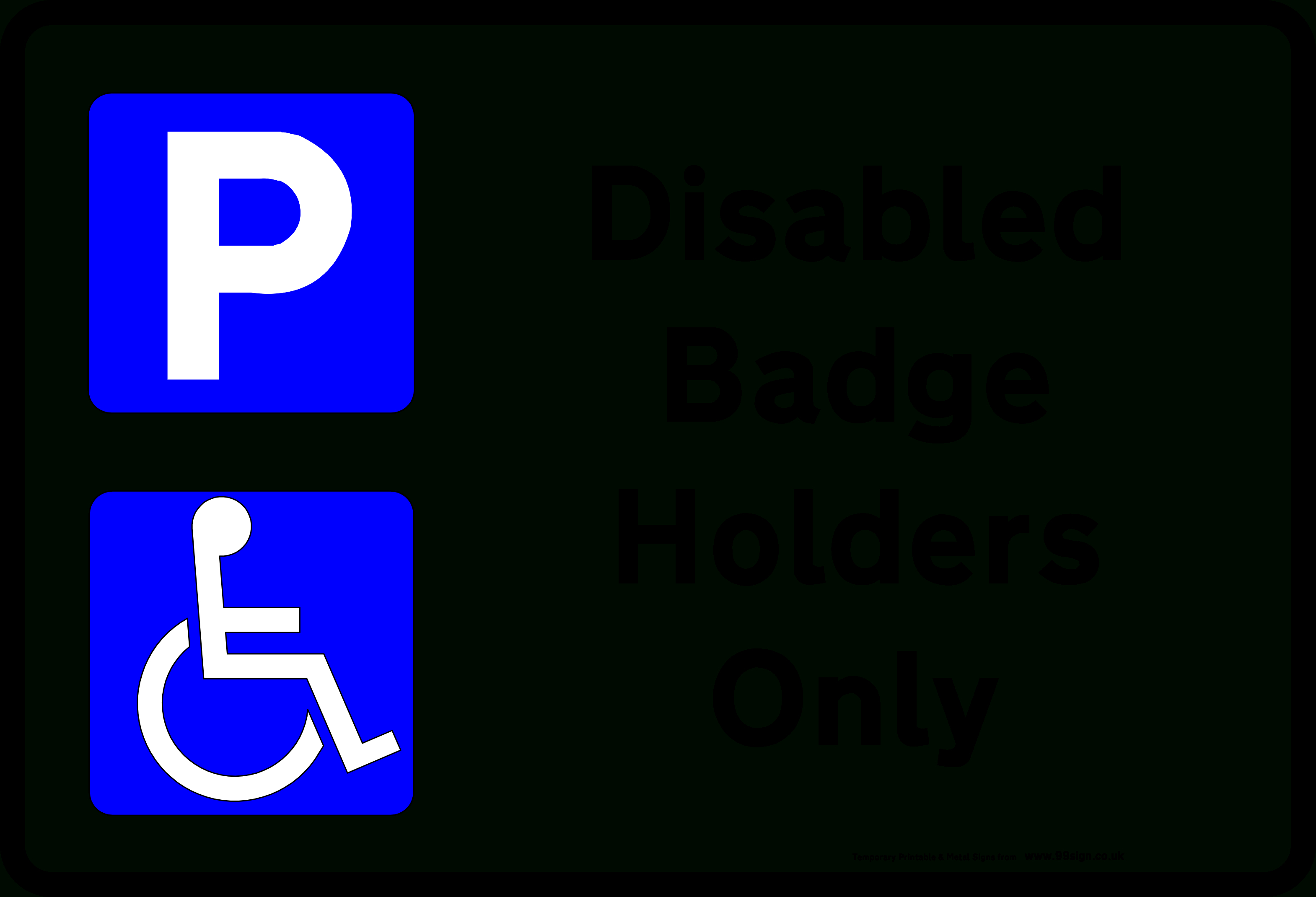 Printable Disabled Parking Sign Low Cost Vinyl Or Free Template Clipart - Free Printable Parking Permits