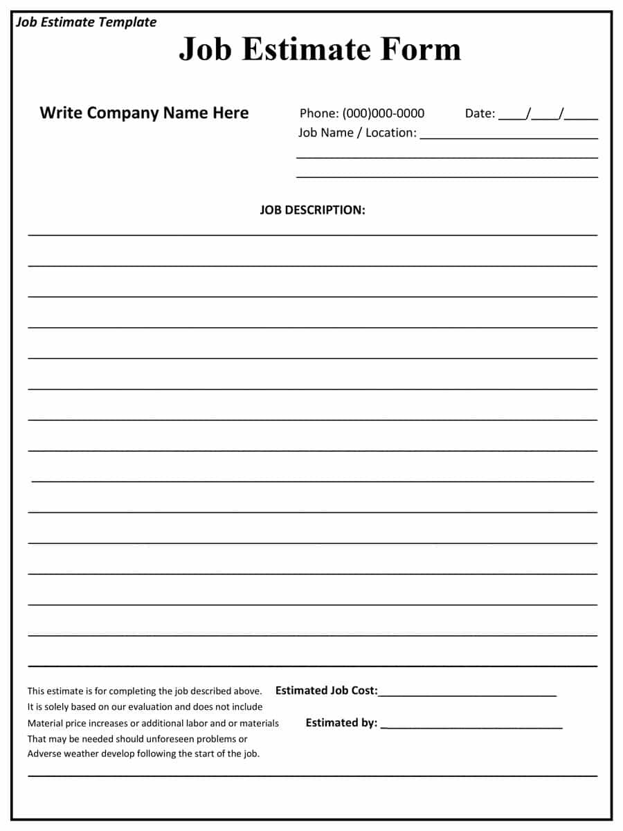 Printable Estimate Forms Free | Bestprintable231118 - Free Printable Estimate Forms