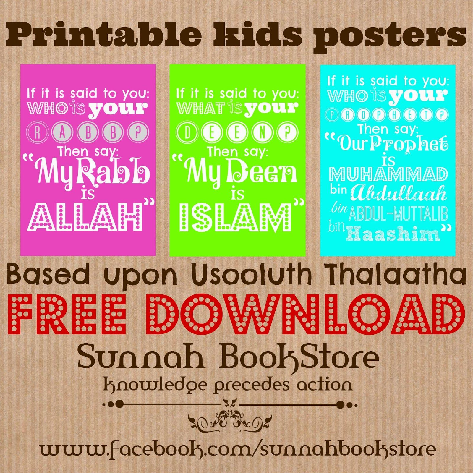 Printable Kids Posters Based Upon Usooluth Thalaatha! | Islamic - Free Printable Preschool Posters