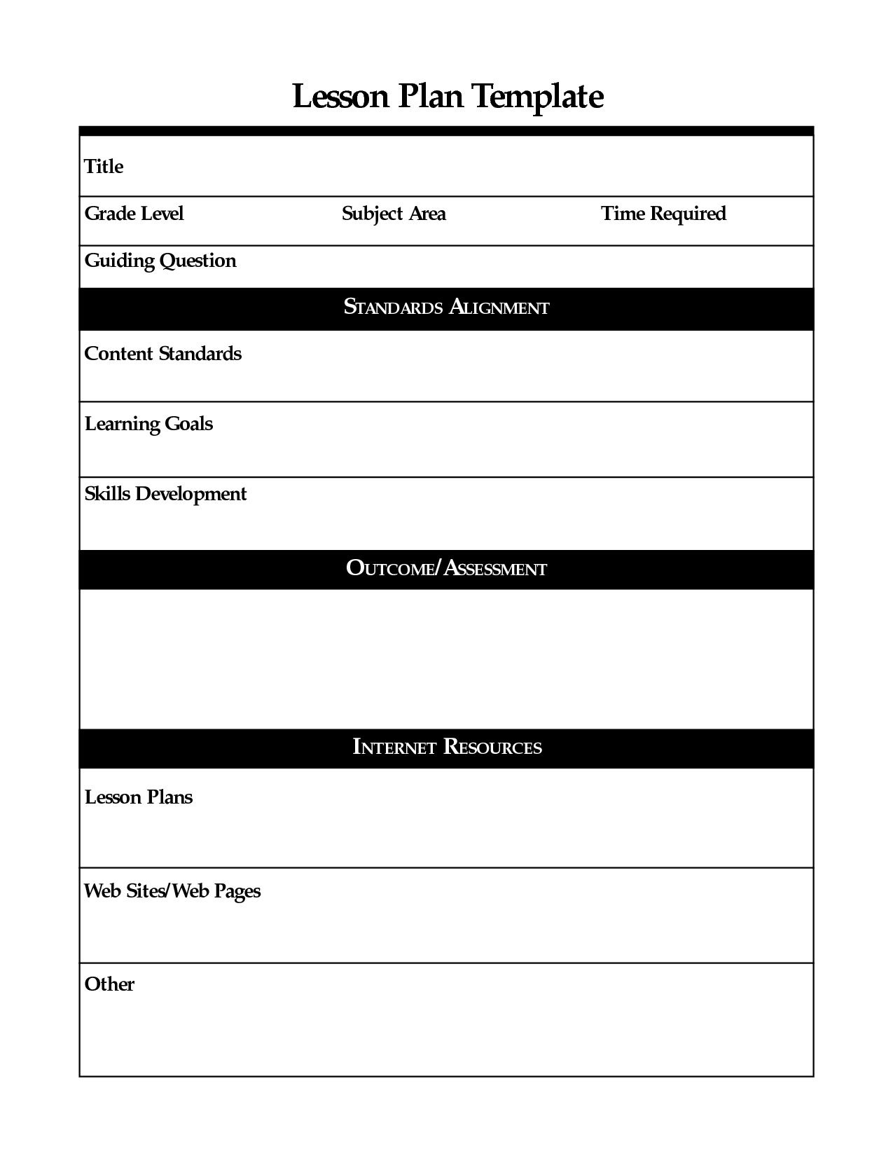 Printable Lesson Plan Template, Free To Download - Free Printable Blank Lesson Plan Pages