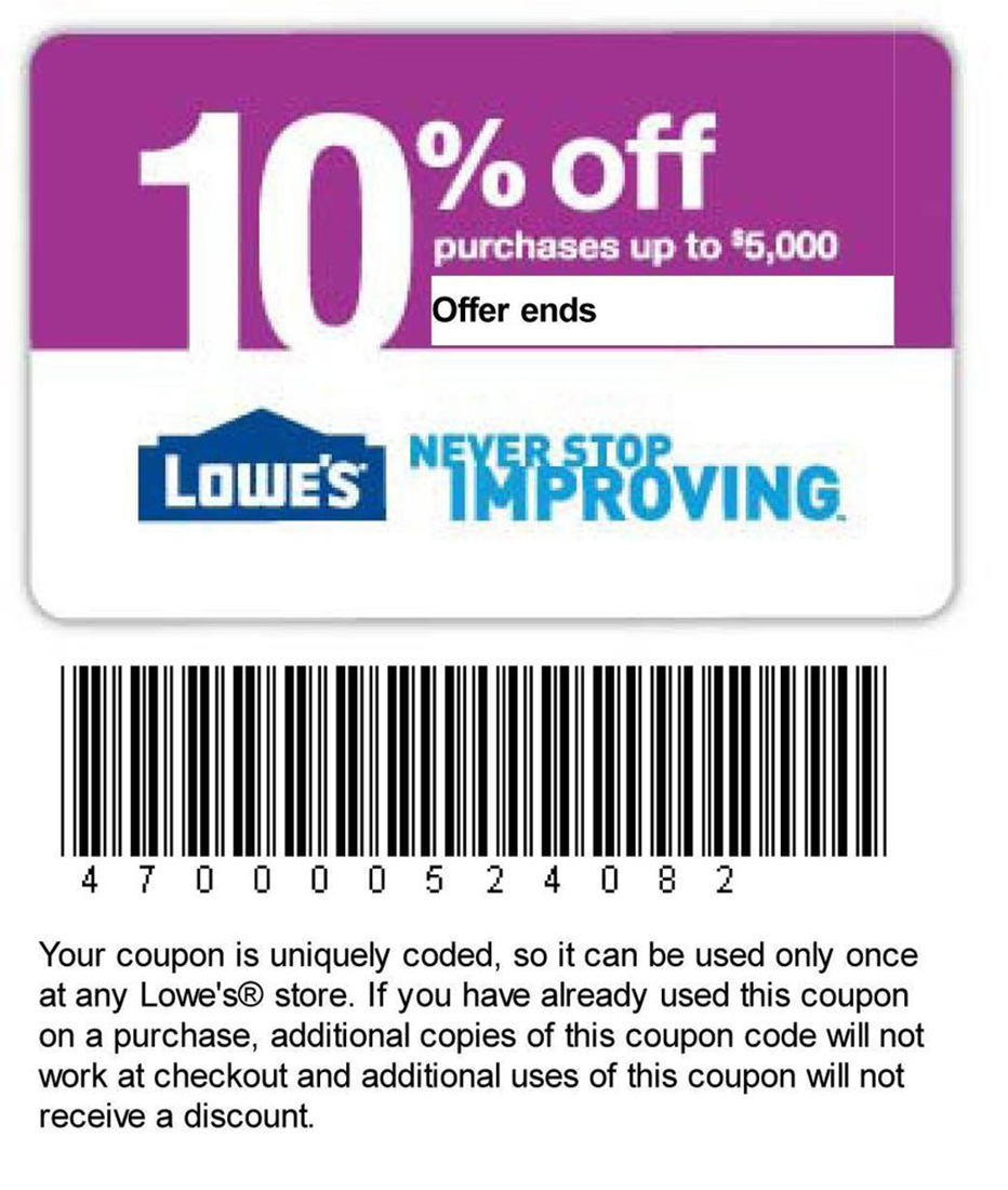 Printable Lowes Coupon 20% Off &amp;amp;10 Off Codes December 2016 - Lowes Coupon Printable Free