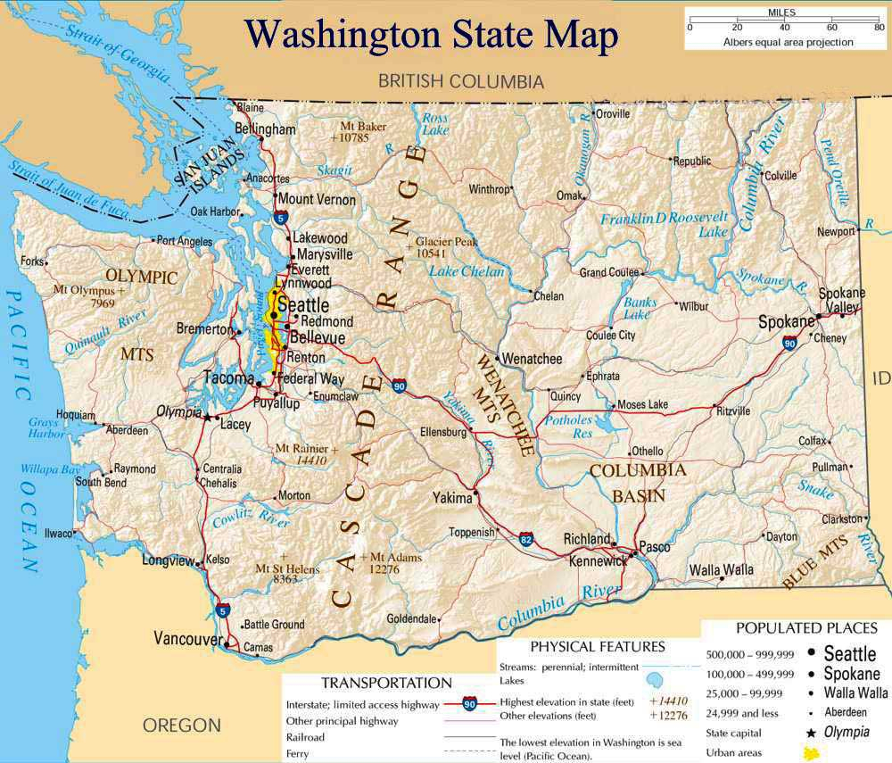 Printable Map Of Washington State And Travel Information | Download - Free Printable Map Of Washington State