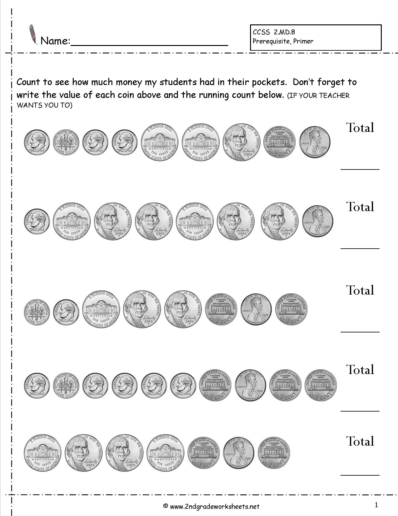 Printable Money Learning Chart | Download Them Or Print - Free Printable Money Worksheets For Kindergarten