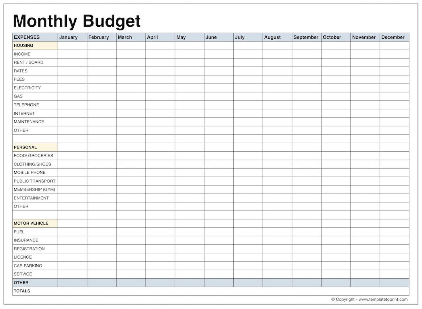 Printable Monthly Budget Template Blank Latter Day Depiction - Free Printable Monthly Budget