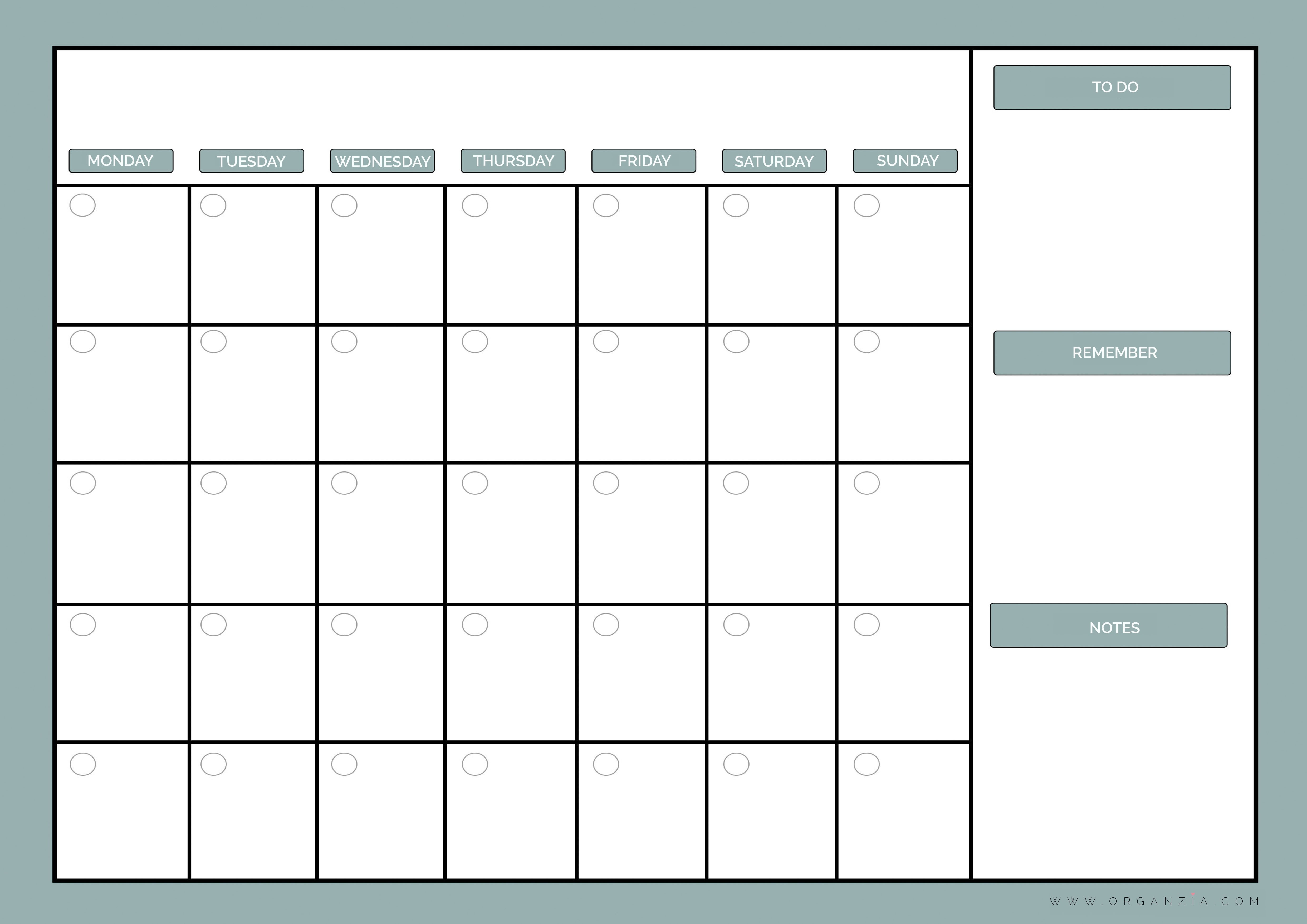 Printable Monthly Planner Calendar Diy Monthly Planner Dry Erase - Free Printable Monthly Planner