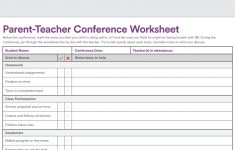 Printable Parent-Teacher Conference Worksheet - Free Printable Teacher Notes To Parents