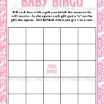Printable Pink Damask Baby Shower Bingo Game | Bee Busy Designs   Free Printable Baby Shower Bingo