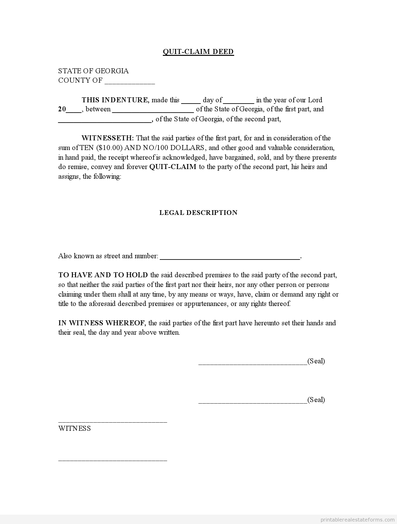 Printable Quit Claim Deed Template 2015 | Sample Forms 2015 - Free Printable Quit Claim Deed Form