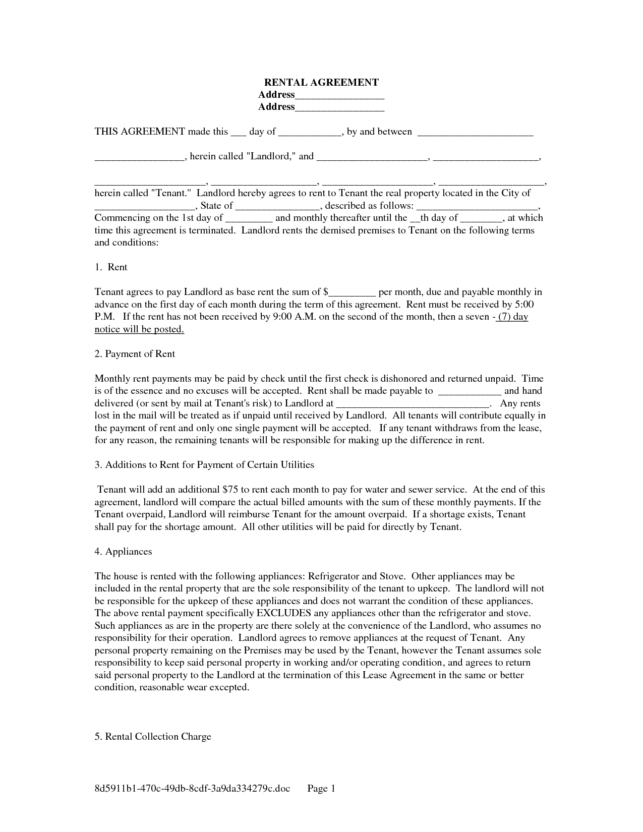 Printable Rental Lease Agreement Form For Free | Shop Fresh - Rental Agreement Forms Free Printable