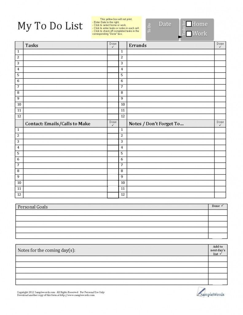Printable To Do List - Pdf Fillable Form For Free Download - Free Printable To Do List Pdf
