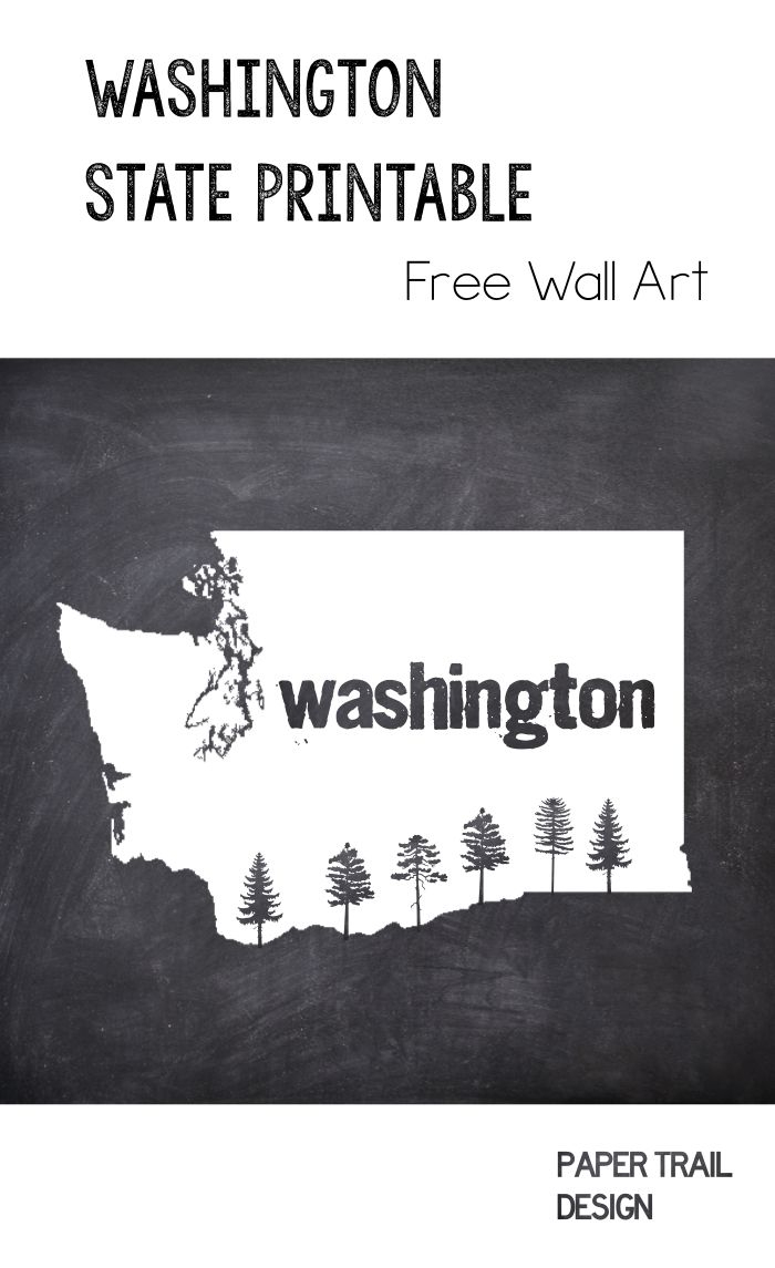 Printable Wall Art: Washington State Silhouette With Trees | Free - Free Printable Map Of Washington State