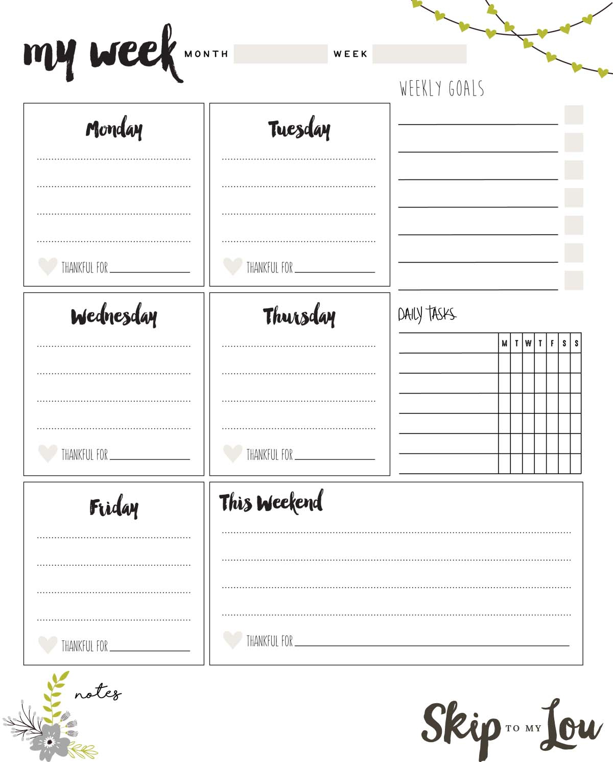 Printable Weekly Planner | Skip To My Lou - Free Printable Weekly Planner