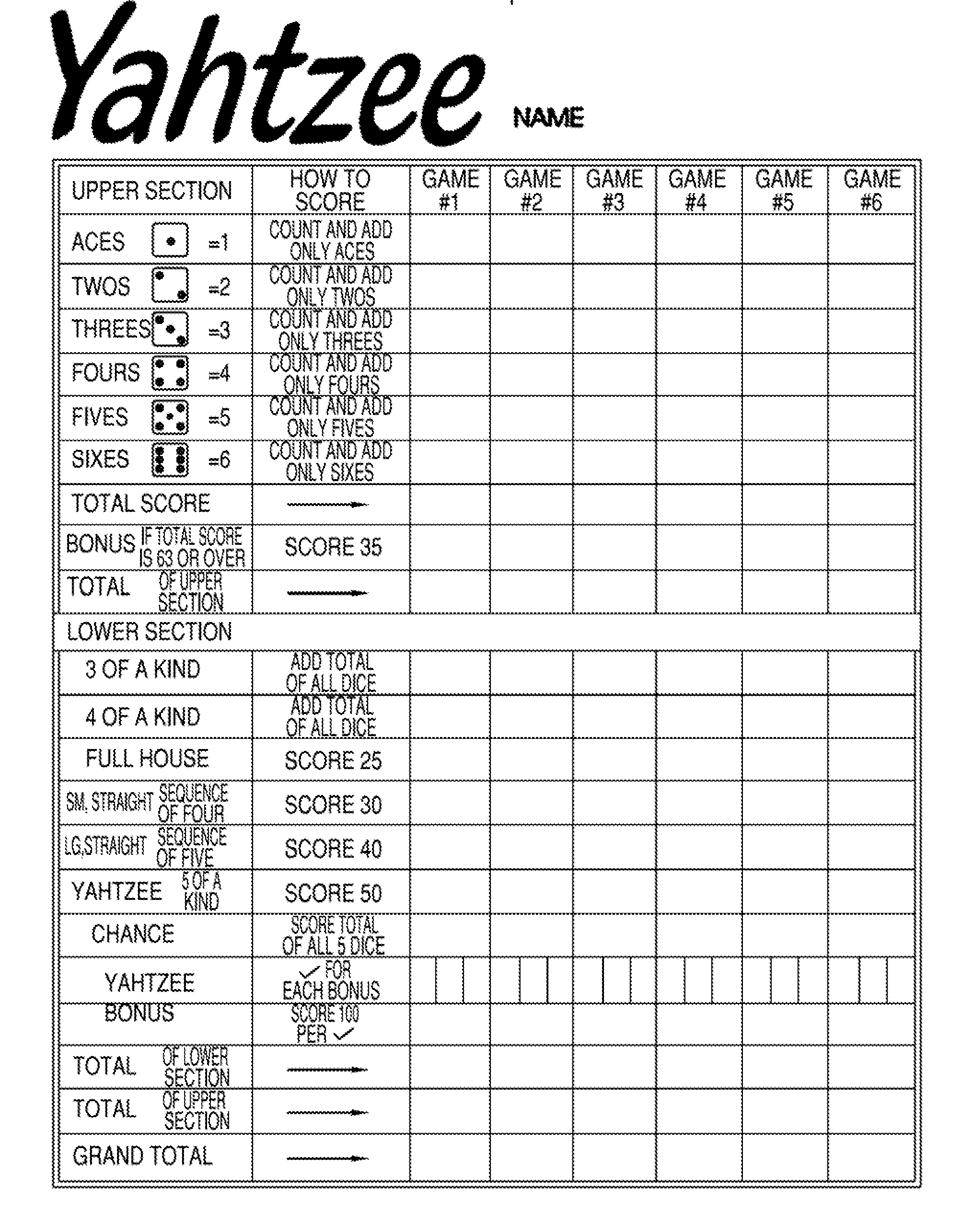 free printable yahtzee score sheets free printable