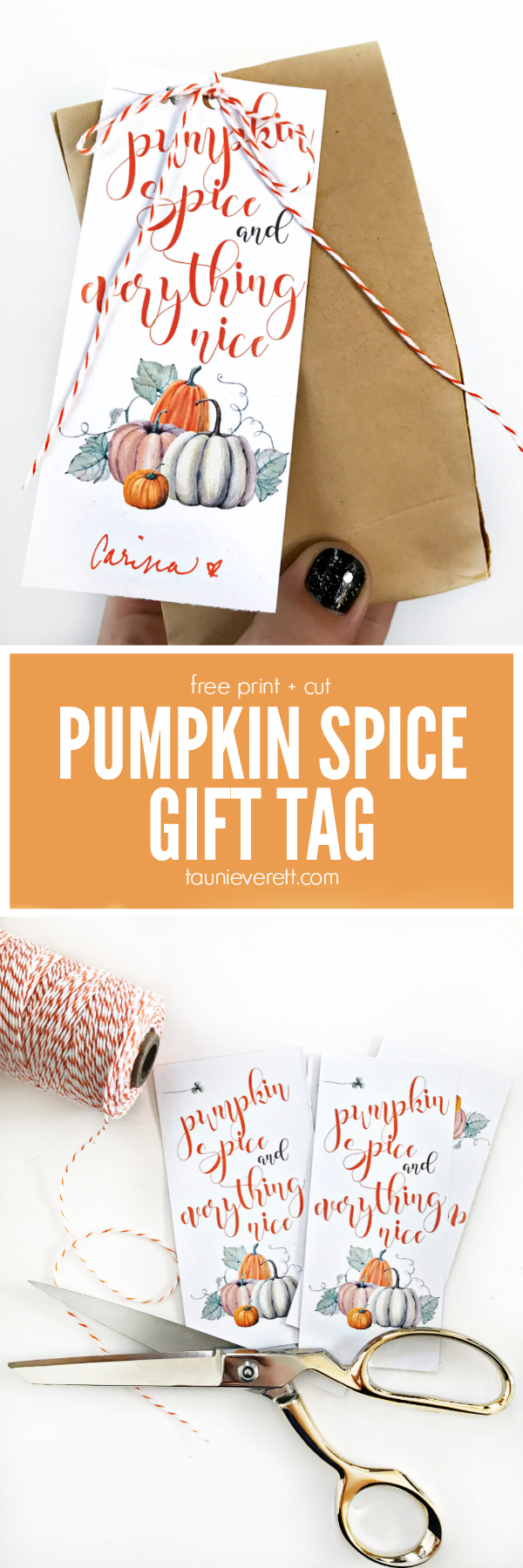 Pumpkin Spice And Everything Nice Gift Tag | Print - Turkey Day - Free Printable Pumpkin Gift Tags