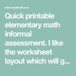 Quick Printable Elementary Math Informal Assessment. I Like The   Free Printable Informal Math Assessments