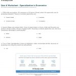 Quiz & Worksheet   Specialization In Economics | Study   Free Printable Economics Worksheets