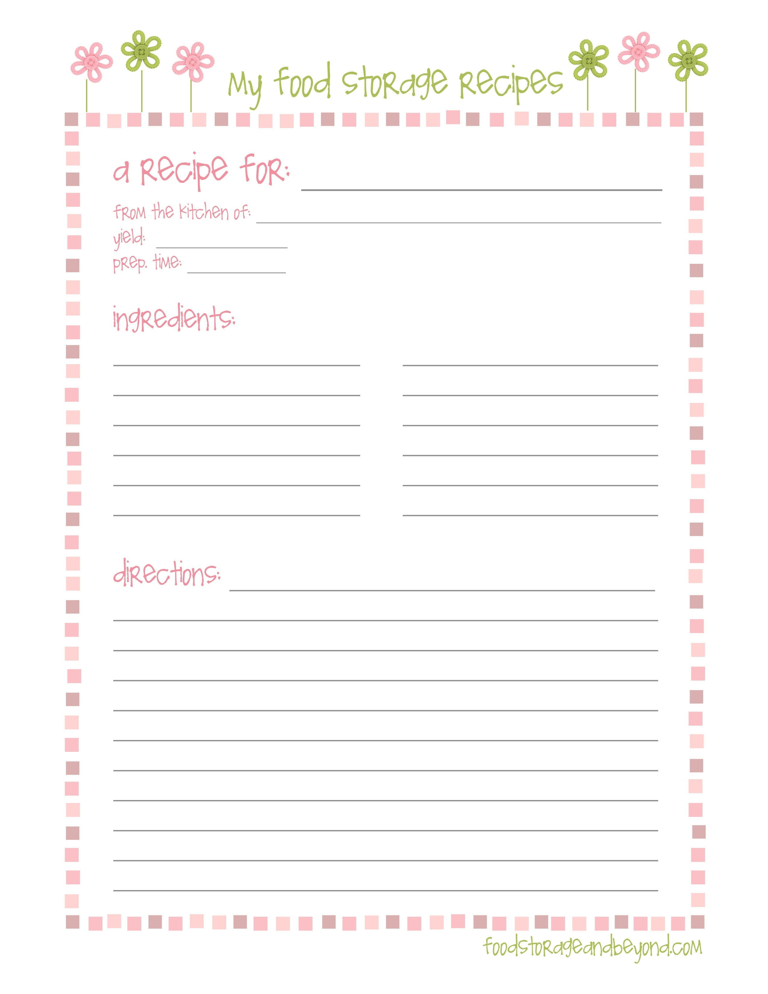 Recipe Page Templates - Goal.goodwinmetals.co With Free Printable - Free Printable Recipe Page Template