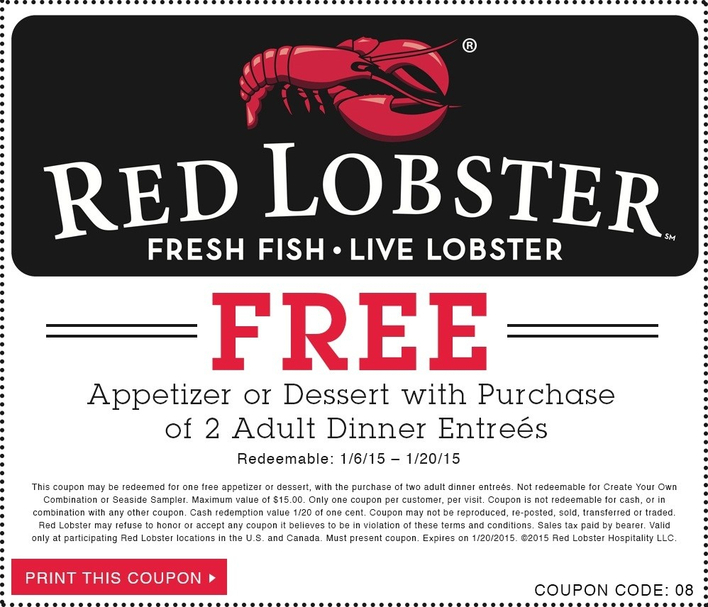 Red Lobster Coupons Printable 2013 - Free Printable Red Lobster Coupons