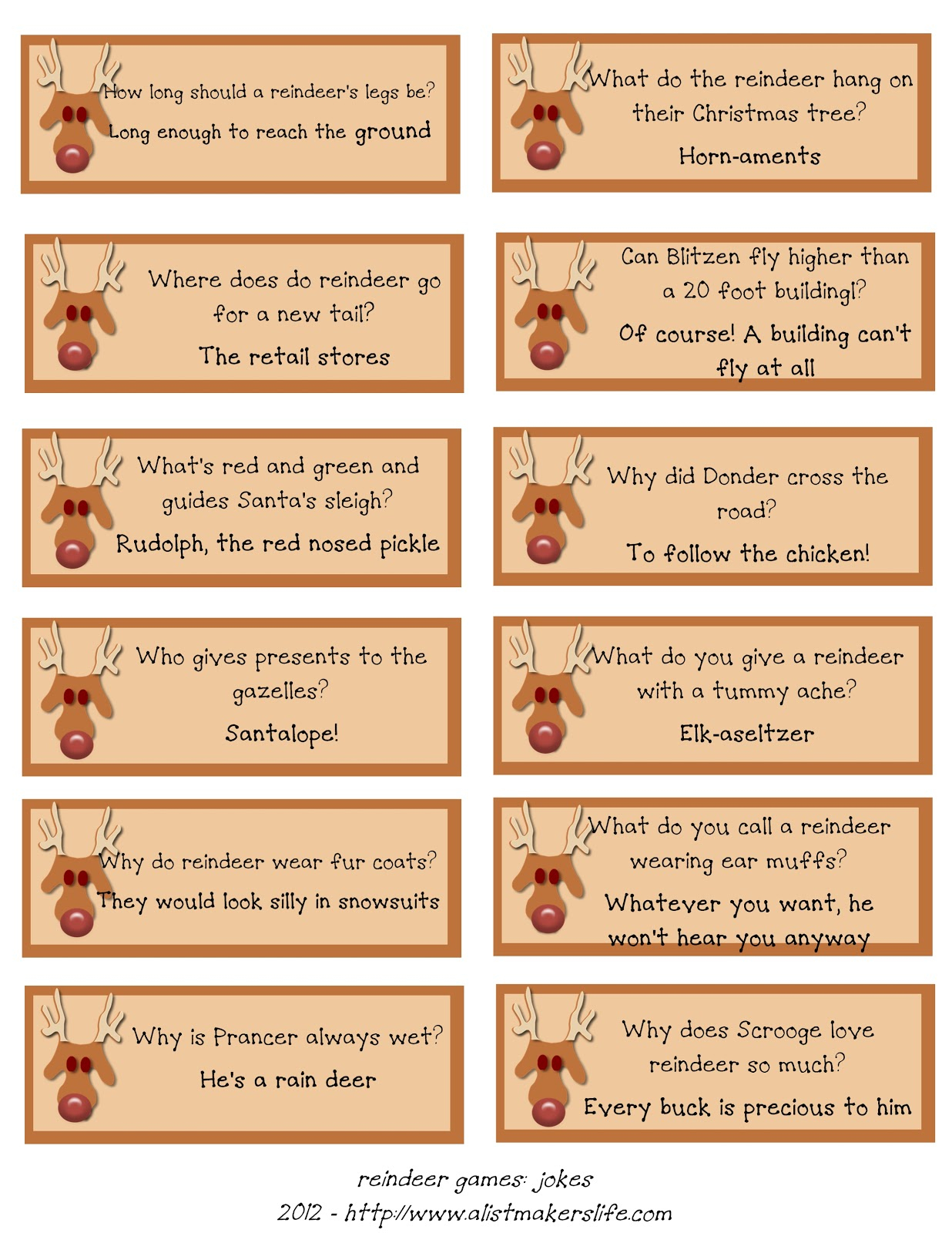 Reindeer Riddles: Free Printable | A List Maker&amp;#039;s Life - Free Printable Riddles