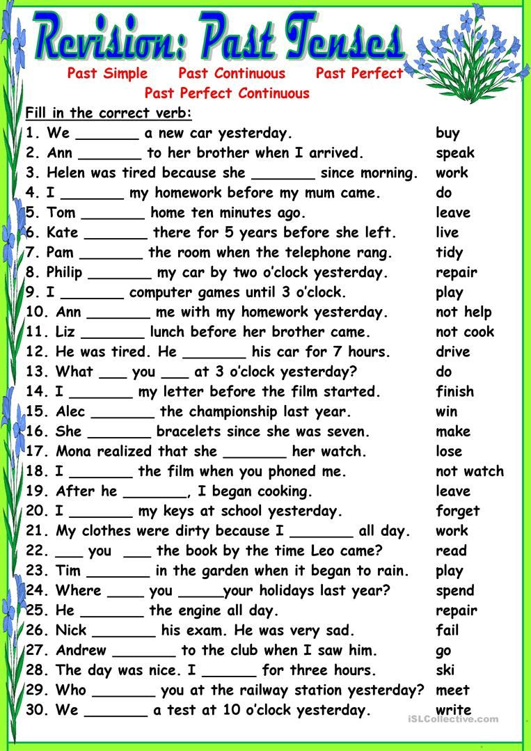 Past Tense Worksheets For Grade