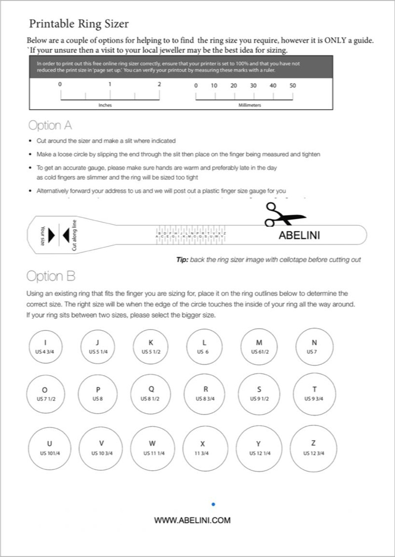 Ring Size Guide - Free Printable Ring Sizer Uk