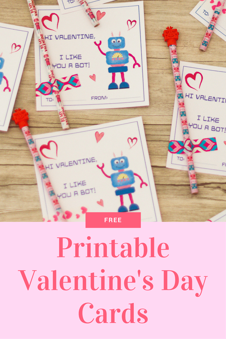 Robot Valentine Cards: Free Printable Cards For Kids - Free Printable Valentine Cards For Kids
