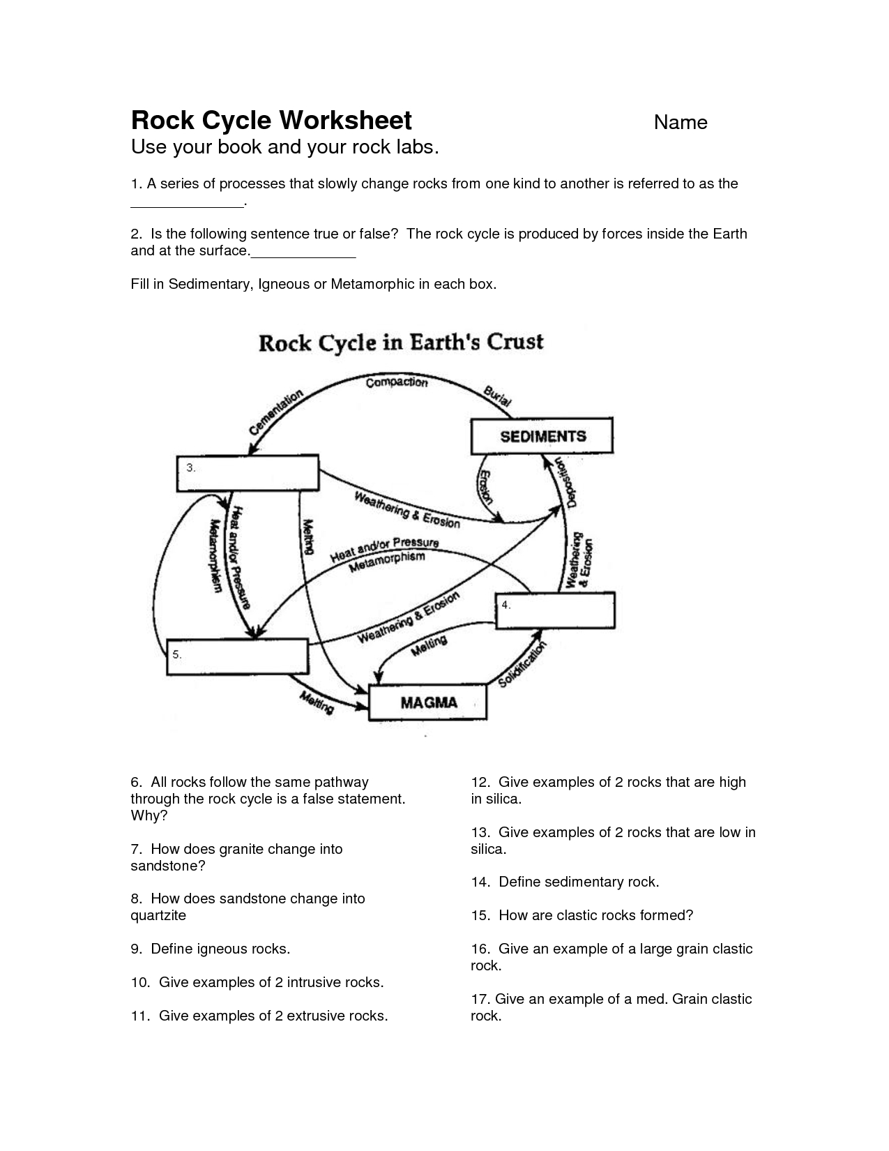 Rock Cycle Worksheet - Google Search | School | Pinterest - Rock Cycle Worksheets Free Printable