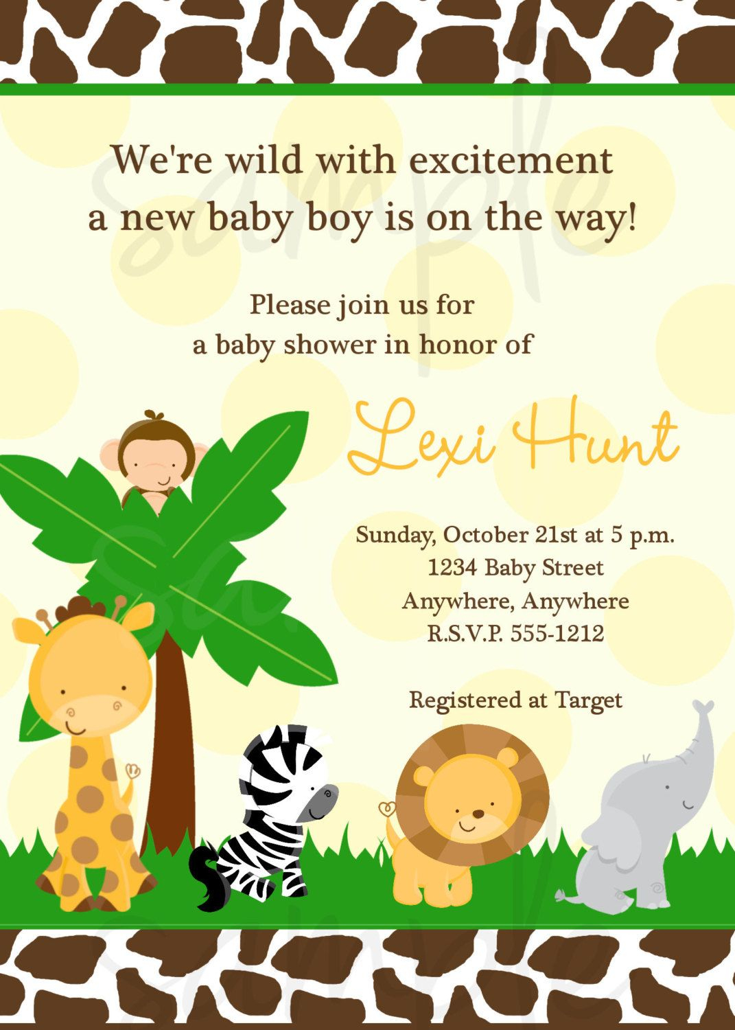 Safari Baby Shower Invitation Jungle Baby Shower Invitation Safari - Free Printable Jungle Safari Baby Shower Invitations