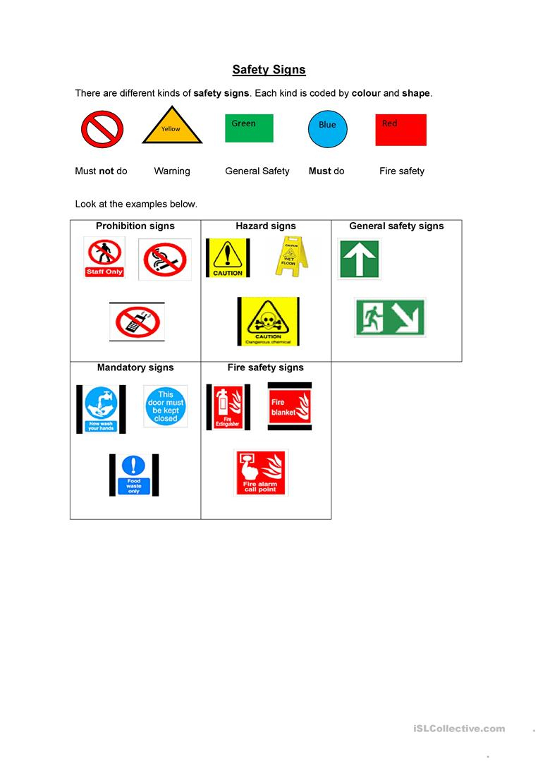 Safety Signs Worksheet - Free Esl Printable Worksheets Madeteachers - Free Printable Health And Safety Signs