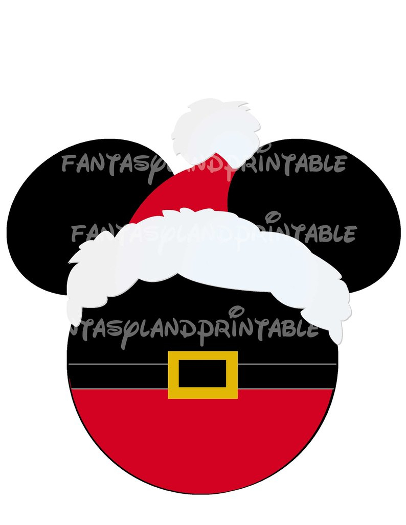 Santa Mickey Head Christmas Or Diy Printable Iron Transfer | Etsy - Free Printable Christmas Iron On Transfers