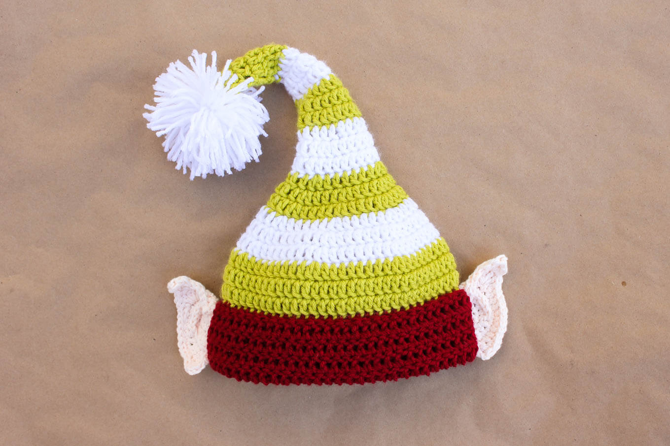 Santa&amp;#039;s Helper Free Crochet Elf Hat Pattern (With Ears!) - Free Printable Santa Hat Patterns