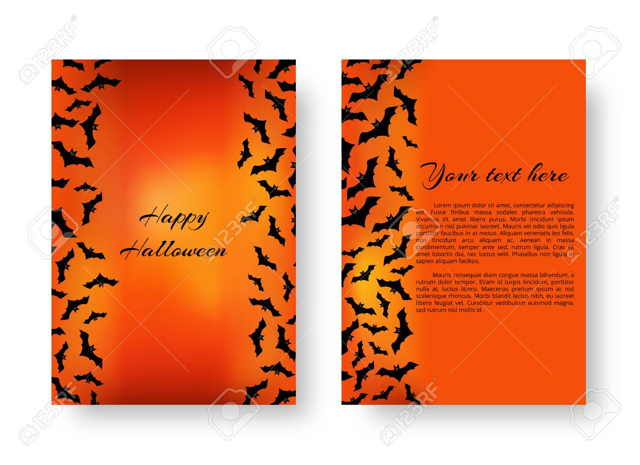 Scary Greeting Card Template With Black Bats For Festive Halloween - Free Online Christmas Photo Card Maker Printable