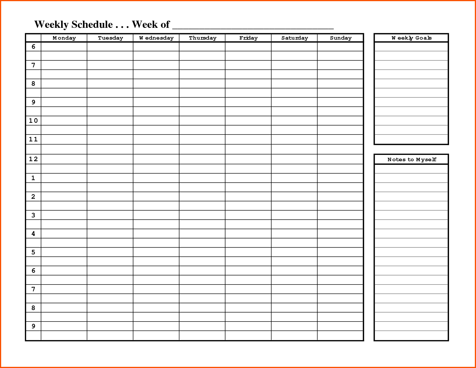 Schedule Template Free Printable | Printable Schedule Template - Free Printable Schedule