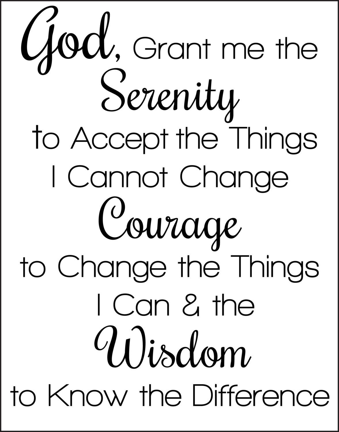 serenity prayer short version printable