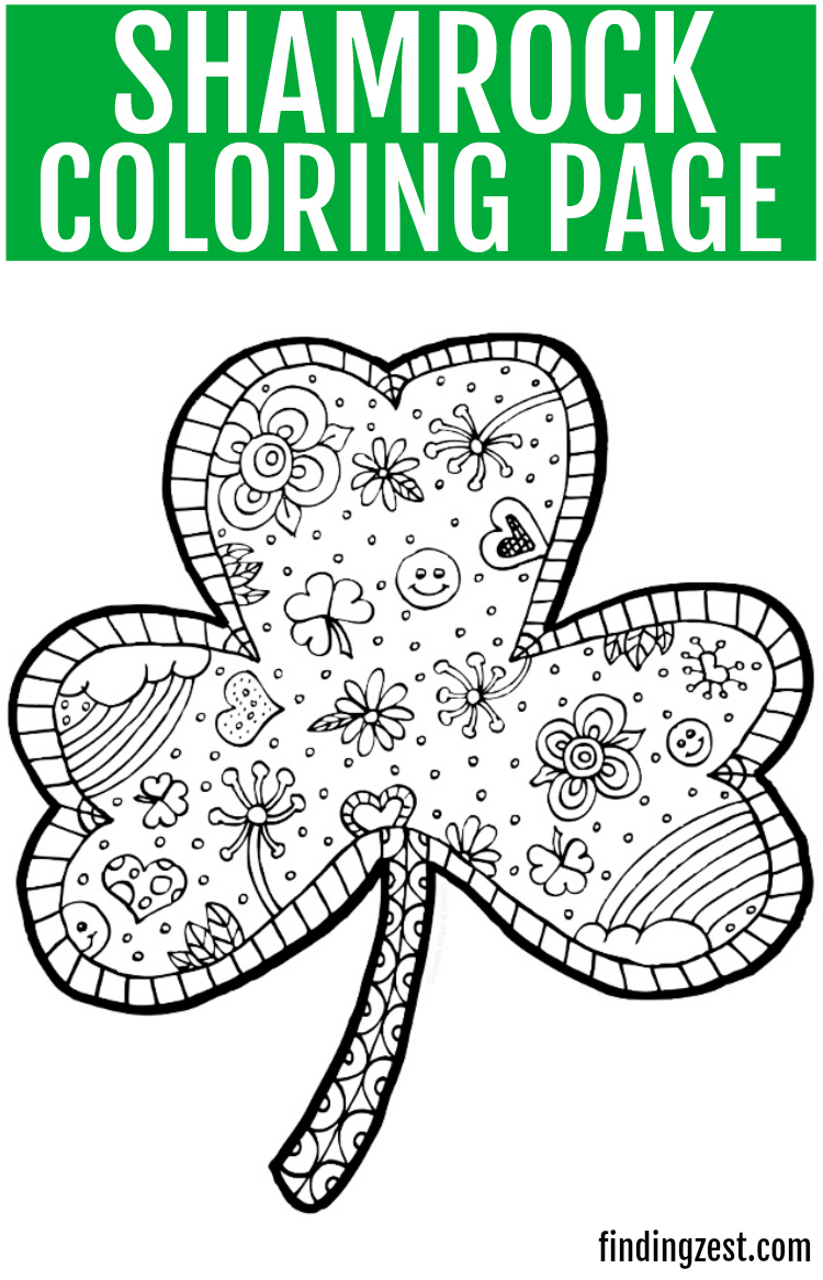 Shamrock Coloring Page Free Printable - Finding Zest - Free Printable Shamrocks