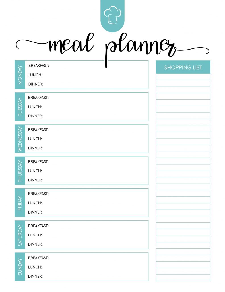 Simple Meal Planner Template | Meal Planner Template | Meal Planner ...