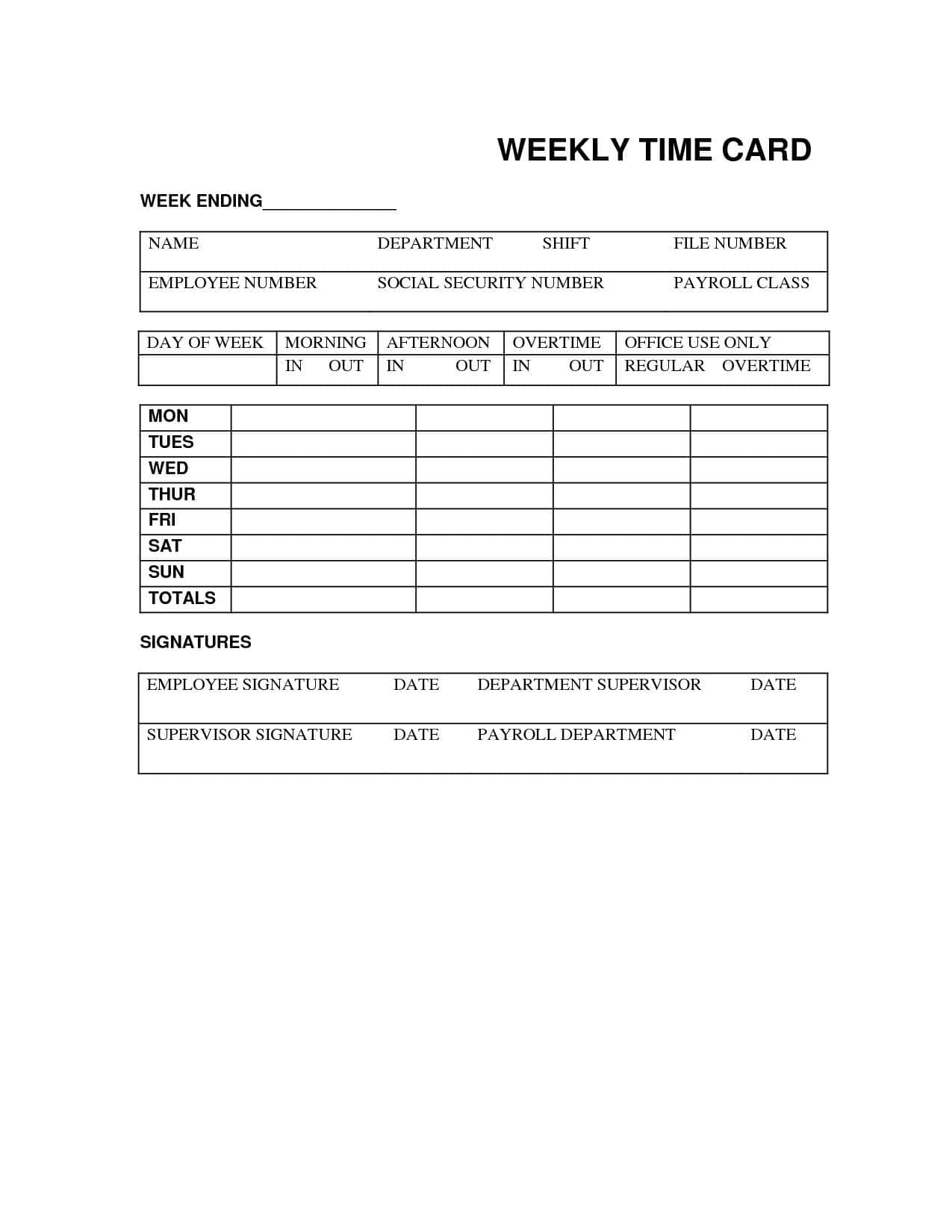 Simple Printable Time Cards And Weekly Time Cards Printable Free - Free Printable Time Cards