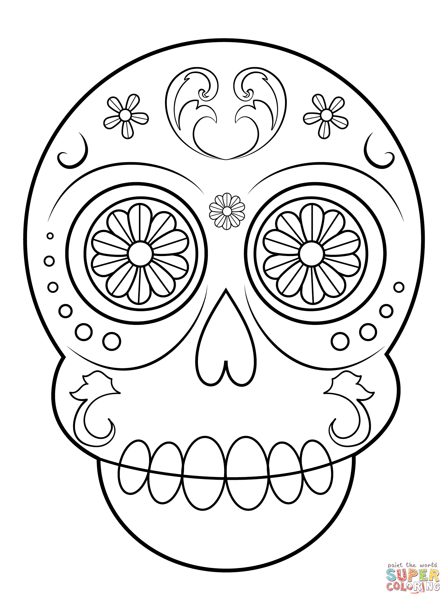 Simple Sugar Skull Coloring Page | Free Printable Coloring Pages - Free Printable Sugar Skull Day Of The Dead Mask